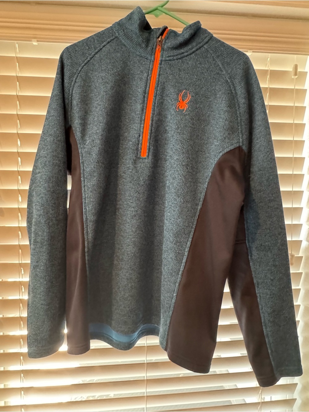 Spyder Men’s Gray Half-Zip Sweater with Orange Trim